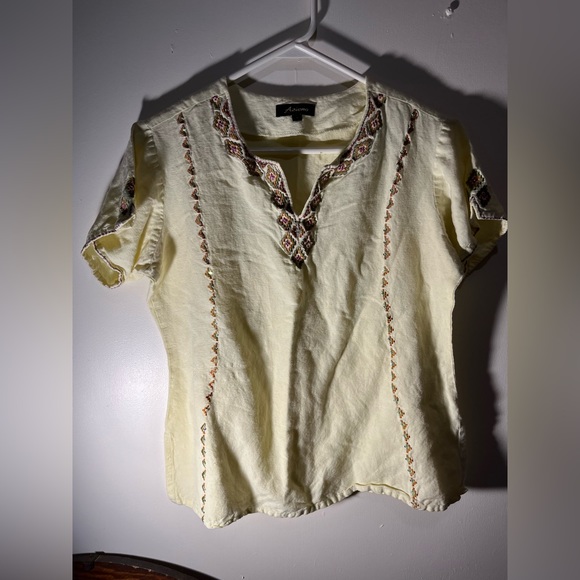 Yellow cotton stitched top - Picture 9 of 13